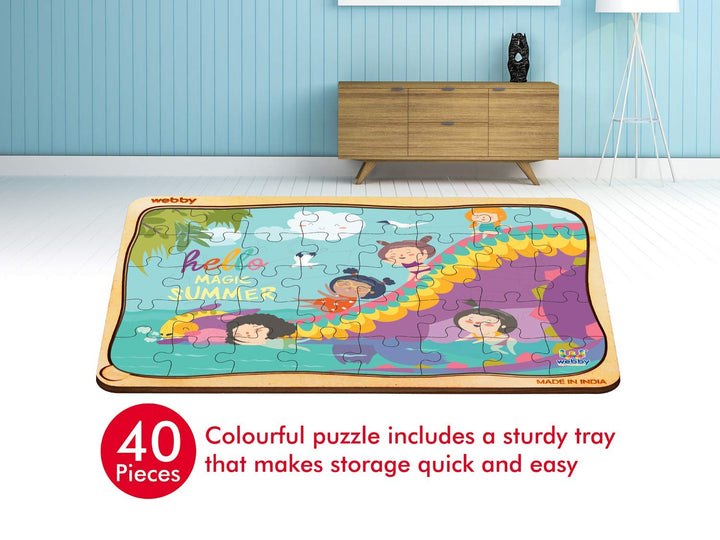 Webby Summer Beach Wooden Floor Puzzle, 40 Pcs