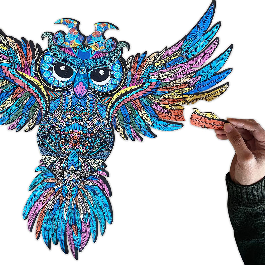 Webby Colourful Owl Wooden Puzzle for Kids, 100 Pieces
