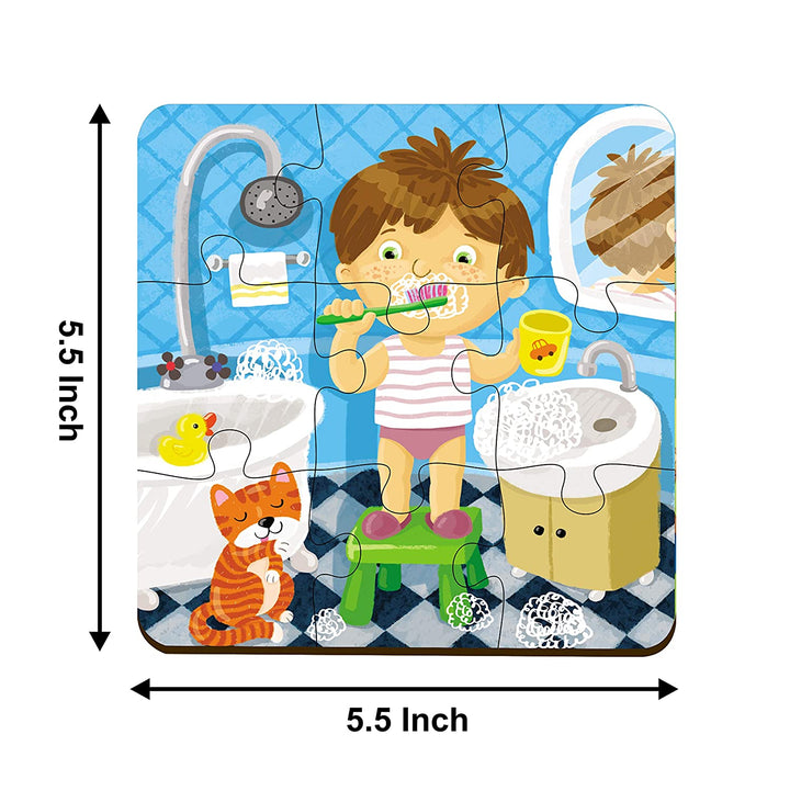 Webby 4 in 1 Everyday Life Wooden Puzzle Toy, 36 Pcs