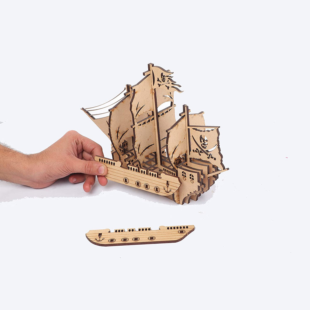 Webby 3D Wooden Pirate Ship Puzzle - 15 Pieces