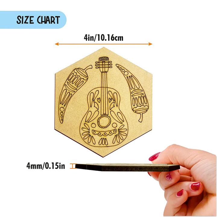 Webby Art and Craft DIY Paint Wooden Coaster with Stand (Set of 6)