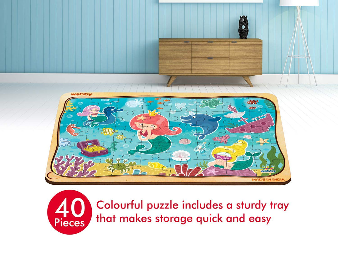 Webby Mermaid Wooden Floor Puzzle, 40 Pcs