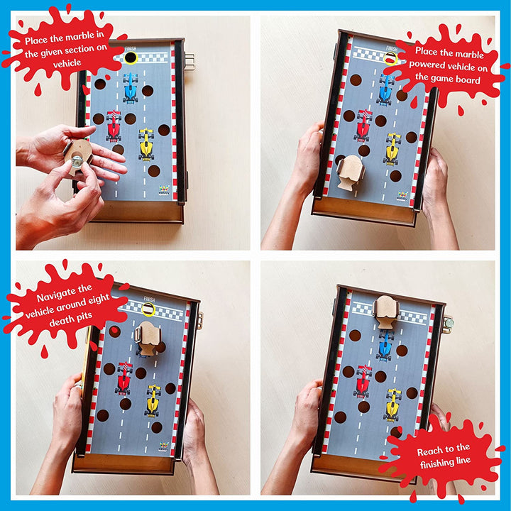 Webby DIY Wooden Marble Zig Zag Game with 4 Themes