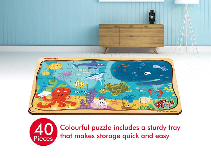 Webby Underwater Wooden Floor Puzzle, 40 Pcs