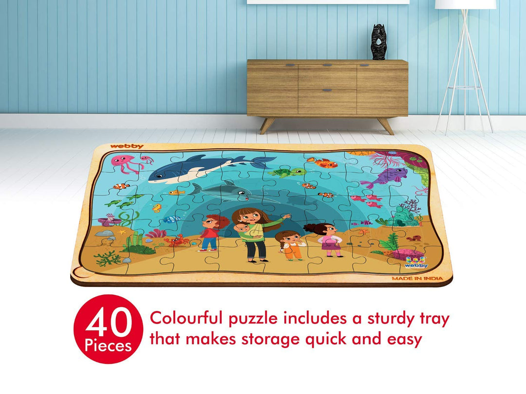 Webby Aquarium Wooden Floor Puzzle, 40 Pcs