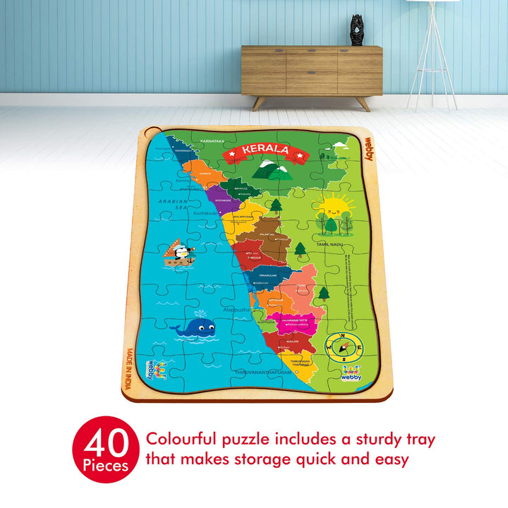 Webby Kerala Wooden Floor Puzzle, 40 Pcs