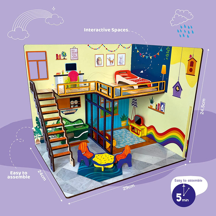 Webby DIY Tin Town Wooden Doll House