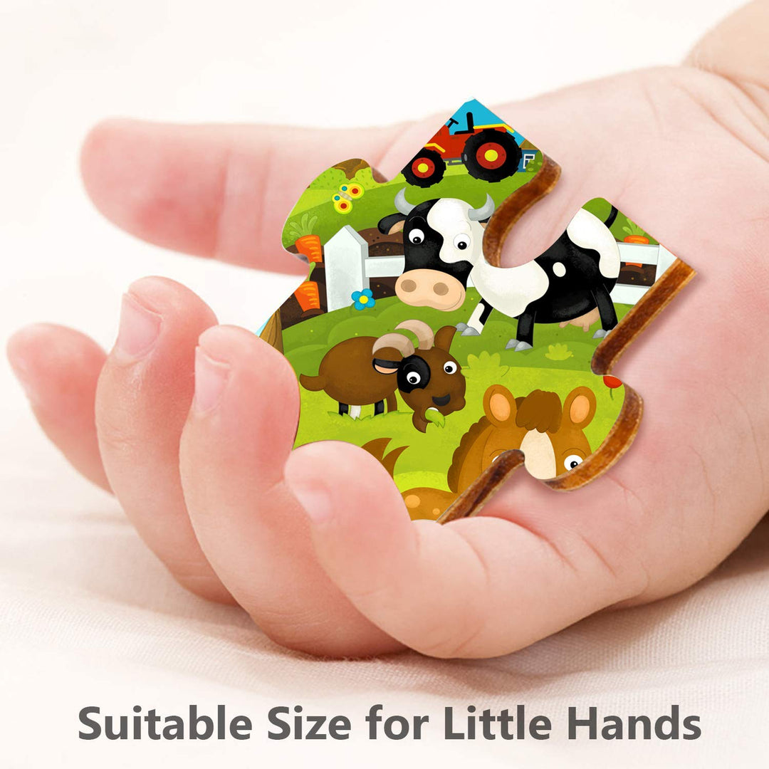 Webby Farm Animals Wooden Jigsaw Puzzle, 24pcs, Multicolor