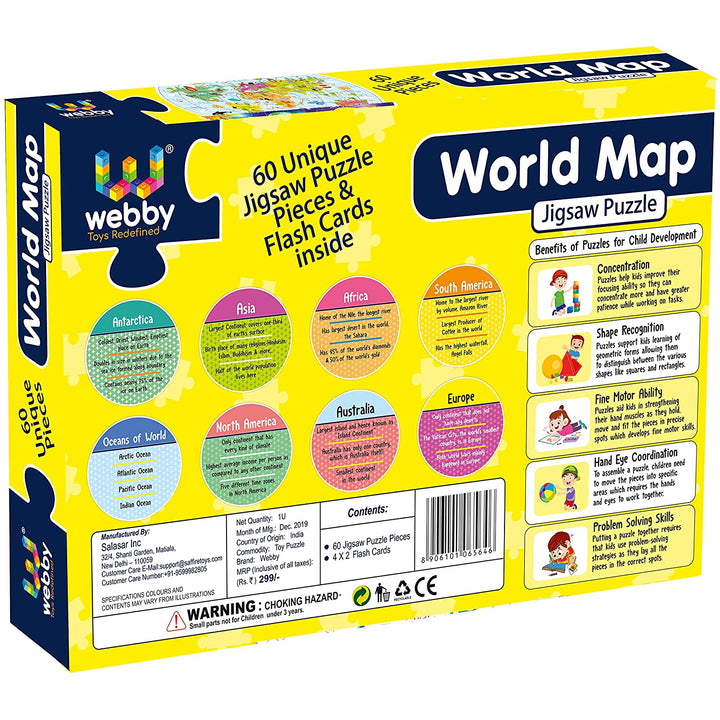 Webby World Map Jigsaw Floor Puzzle , 60 Pcs