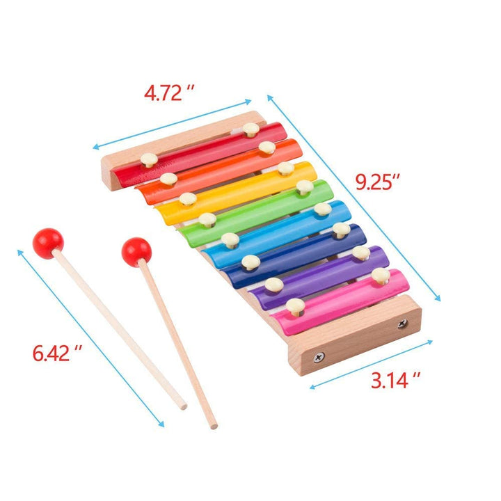Webby Colorful Hand Knock Xylophone Toy with 8 Different Tones and 2 Wooden Mallets for Kids
