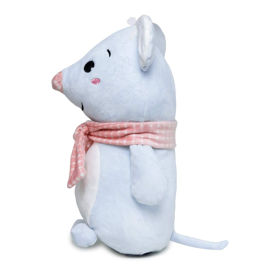 Webby Soft Seated Animal Plush Mouse Toy, Blue 26cm