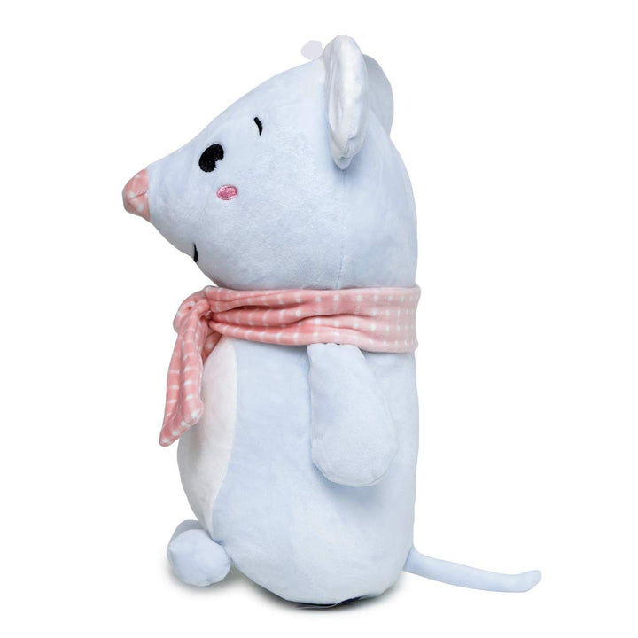 Webby Soft Seated Animal Plush Mouse Toy, Blue 26cm