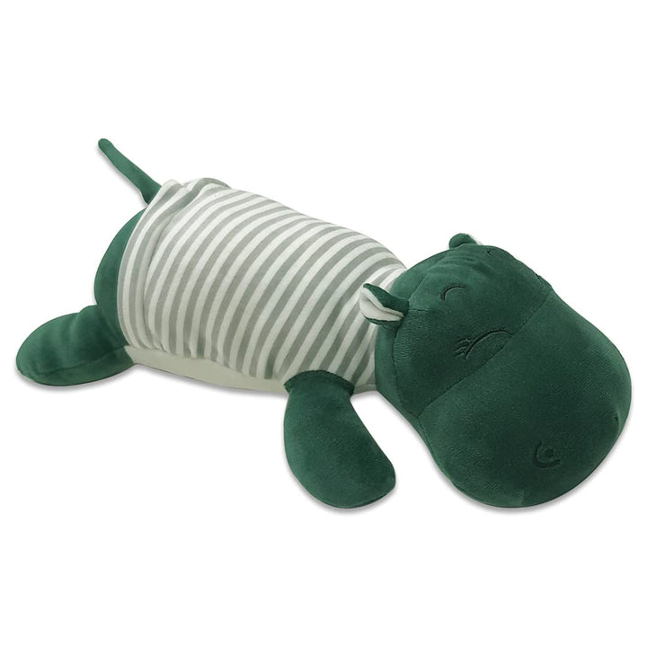Webby Soft Animal Plush Sleeping Hippopotamus Toy Green, 30cm