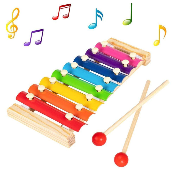 Webby Colorful Hand Knock Xylophone Toy with 8 Different Tones and 2 Wooden Mallets for Kids