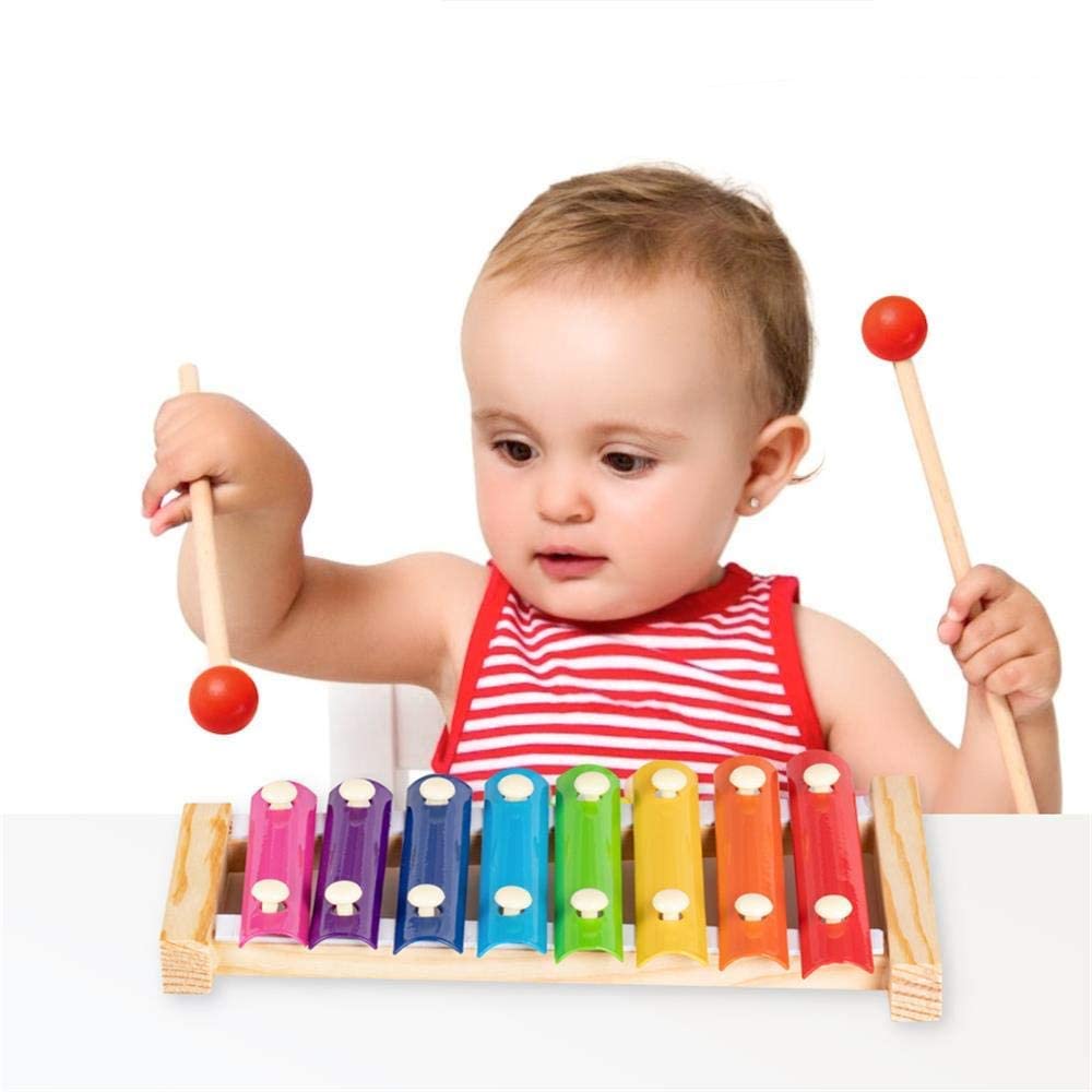 Webby Colorful Hand Knock Xylophone Toy with 8 Different Tones and 2 Wooden Mallets for Kids