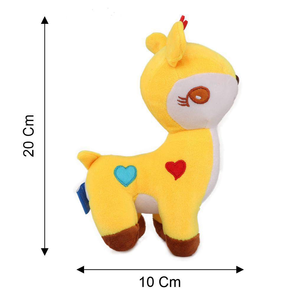 Webby Soft Animal Plush Deer Toy 20cm, Yellow