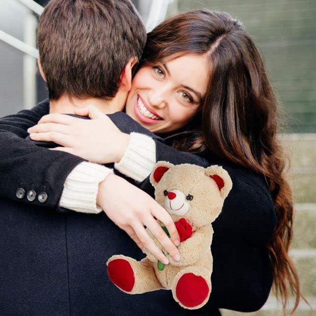 Webby Soft Cute Teddy Bear With Rose Flower