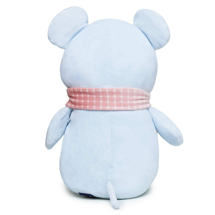 Webby Soft Seated Animal Plush Mouse Toy, Blue 26cm