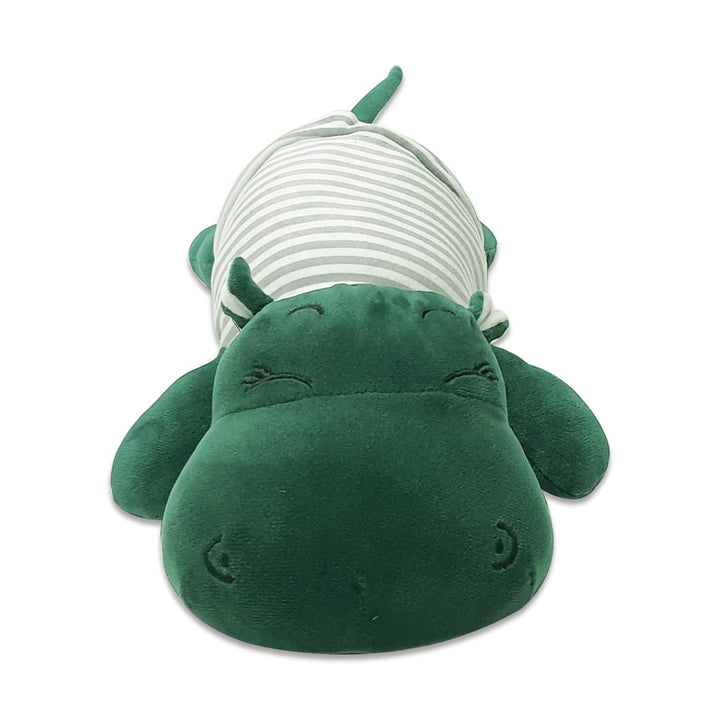 Webby Soft Animal Plush Sleeping Hippopotamus Toy Green, 30cm