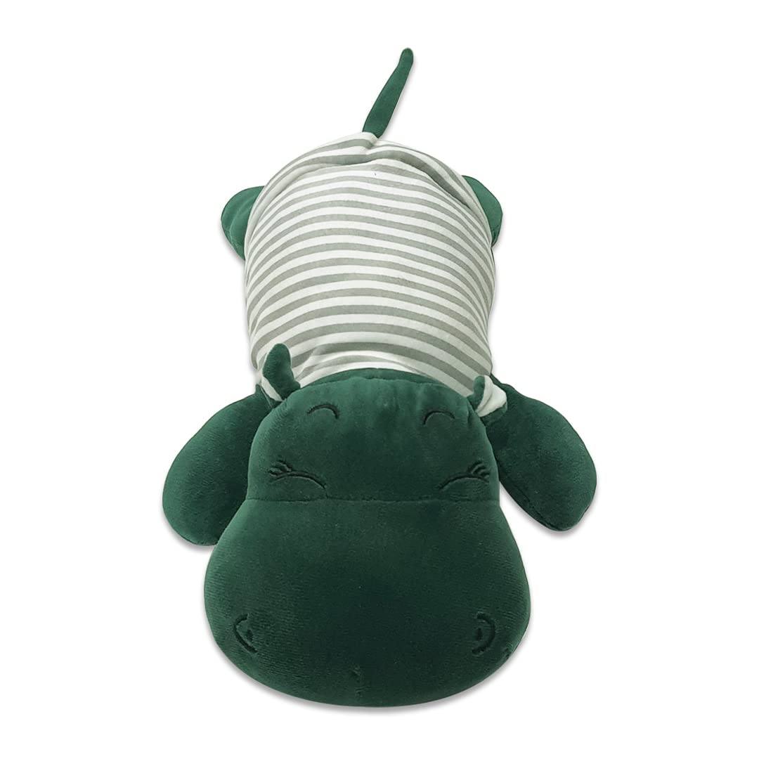 Webby Soft Animal Plush Sleeping Hippopotamus Toy Green, 30cm