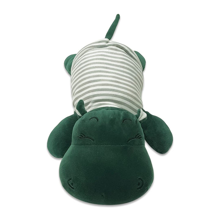Webby Soft Animal Plush Sleeping Hippopotamus Toy Green, 30cm