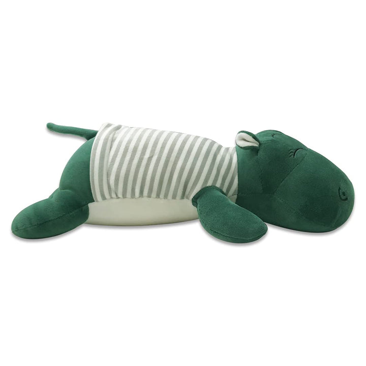 Webby Soft Animal Plush Sleeping Hippopotamus Toy Green, 30cm