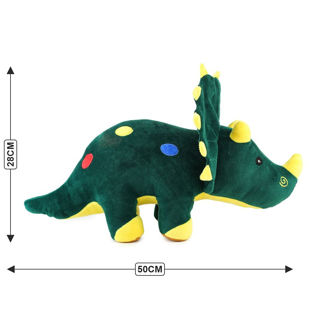 Webby Plush Adorable Dinosaur with Horns and Frill, Stuffed Soft, 50CM (Green)