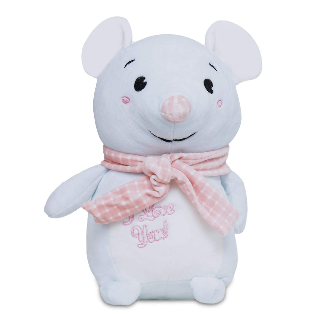 Webby Soft Seated Animal Plush Mouse Toy, Blue 26cm