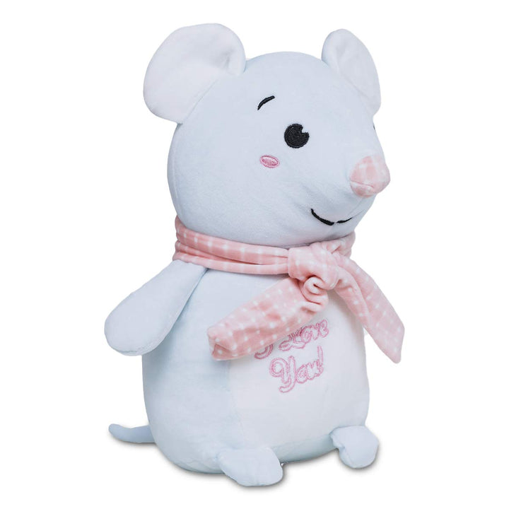 Webby Soft Seated Animal Plush Mouse Toy, Blue 26cm