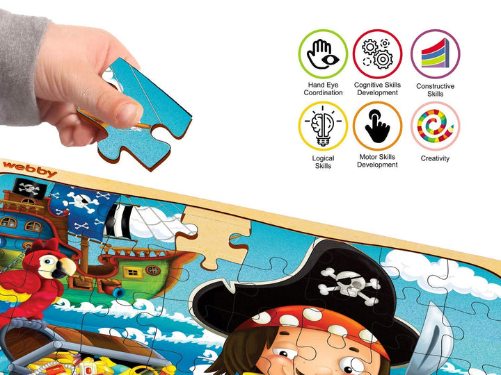 Webby The Pirates Treasure Hunt Wooden Floor Puzzle, 40 Pcs