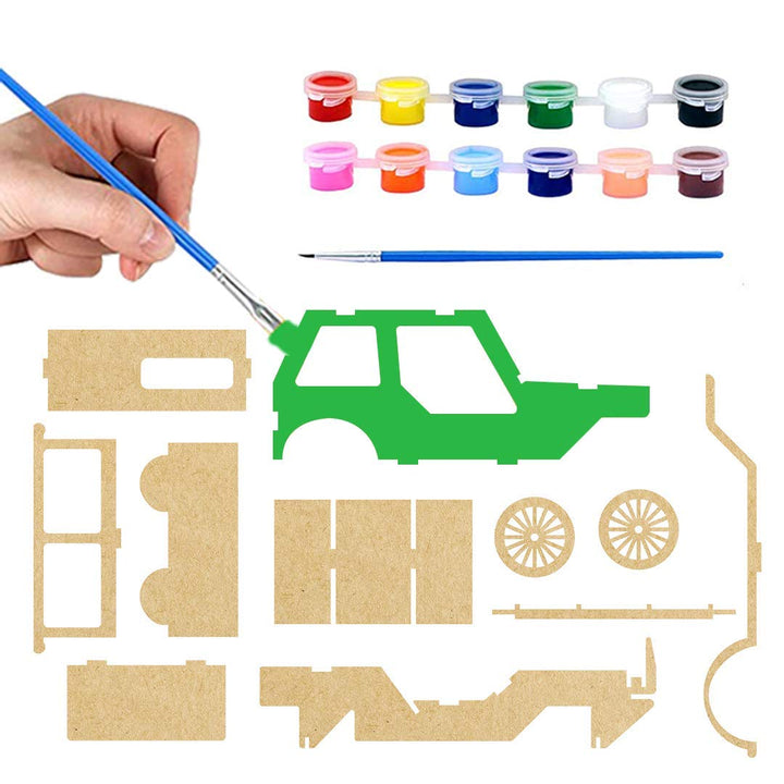 Webby DIY Build & Paint Wooden Movable Car