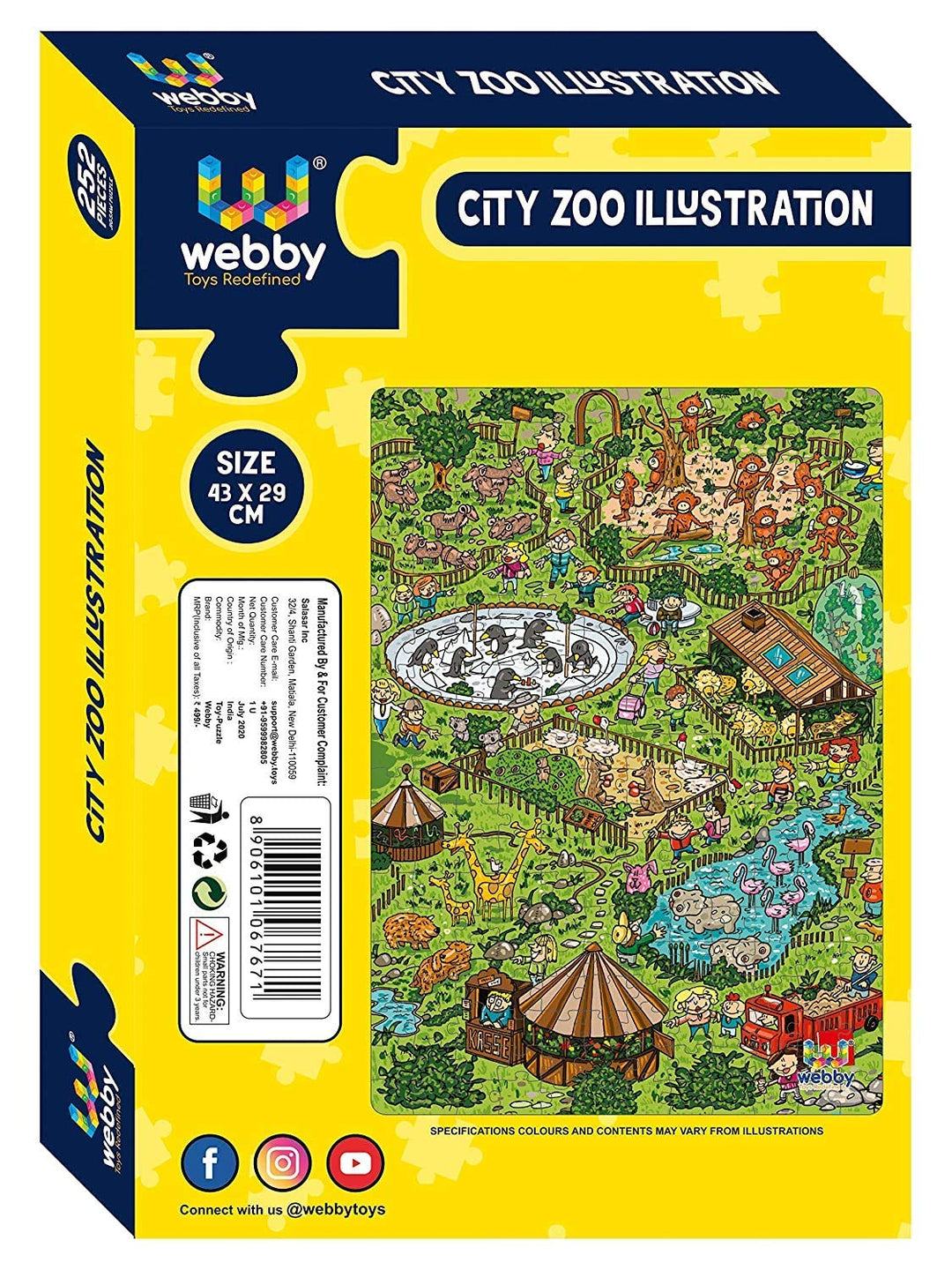 Webby City Zoo Illustration Jigsaw Puzzle, 252 pieces