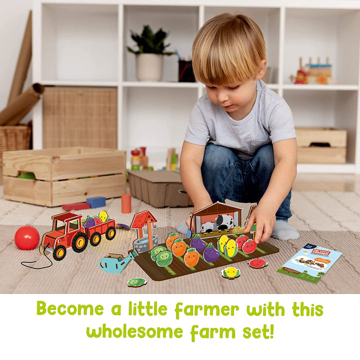 Webby Wooden The Little Farmer Game with Wholesome Farm Set