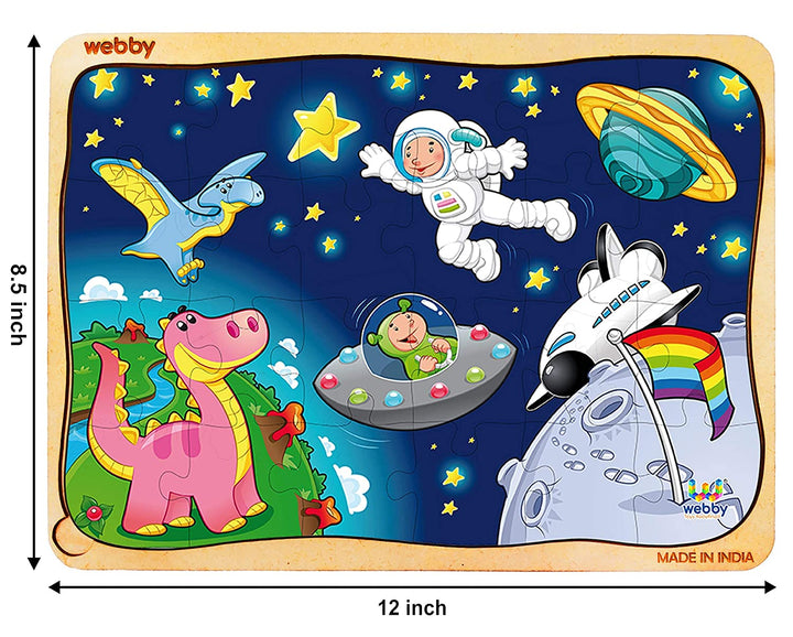 Webby The Man in Space Wooden Jigsaw Puzzle, 24pcs, Multicolor