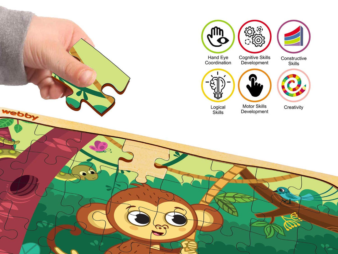 Webby Monkey in Jungle Wooden Floor Puzzle, 40 Pcs