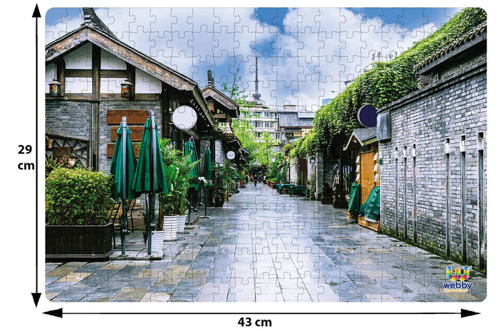 Webby Retro Houses in Sunshine City Wooden Jigsaw Puzzle, 252 pieces
