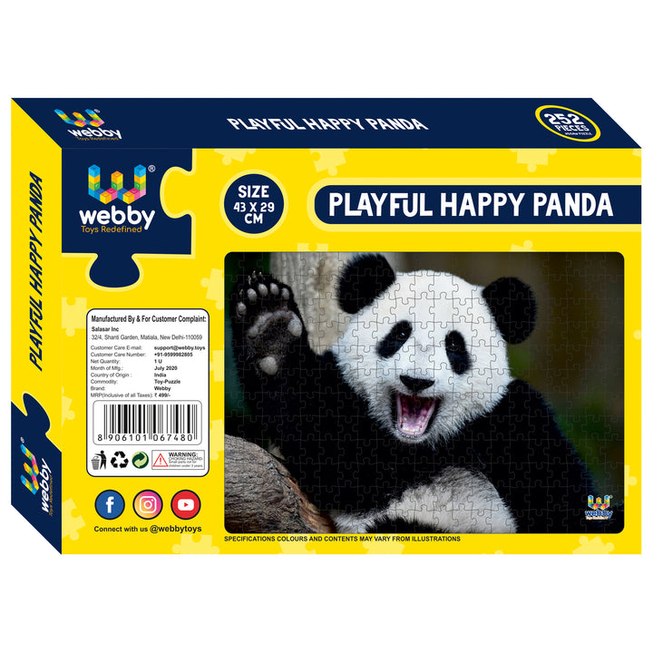 Webby Playful Happy Panda Jigsaw Puzzle, 252 pieces