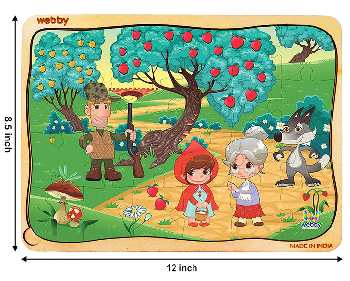 Webby Little Red Riding Hood Wooden Jigsaw Puzzle, 24pcs, Multicolor