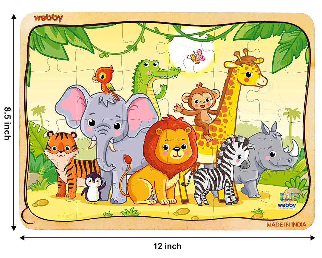 Webby Jungle Safari Wooden Jigsaw Puzzle, 24pcs, Multicolor