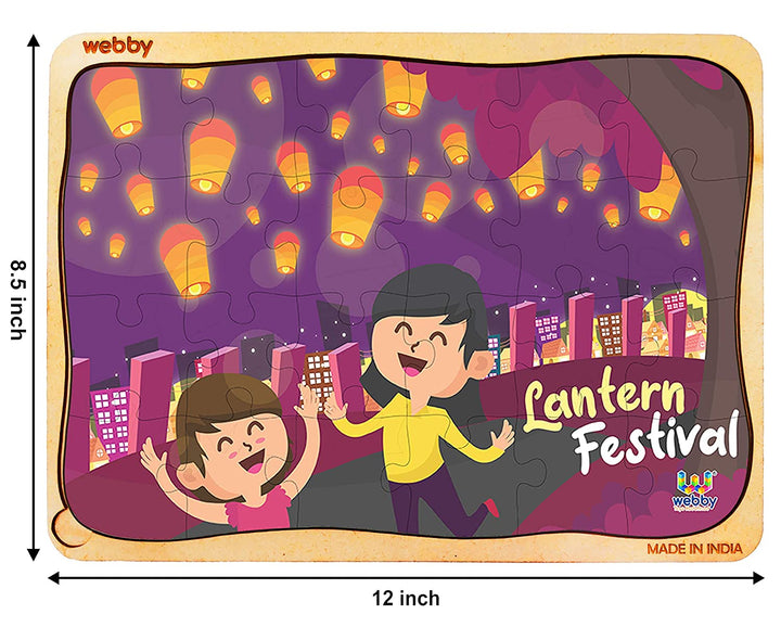 Webby Lantern Festival Wooden Jigsaw Puzzle, 24pcs, Multicolor