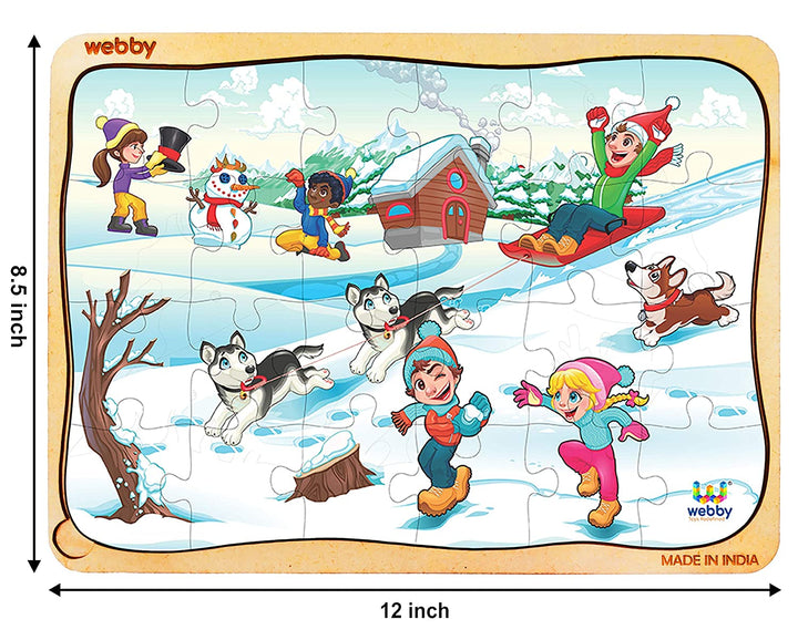 Webby Winter Scene Wooden Jigsaw Puzzle, 24pcs - Multicolor
