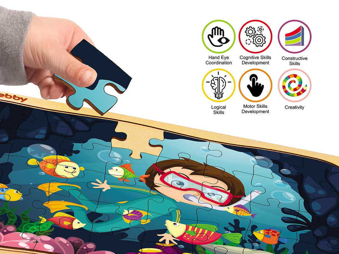 Webby Scuba Diving Wooden Floor Puzzle, 40 Pcs