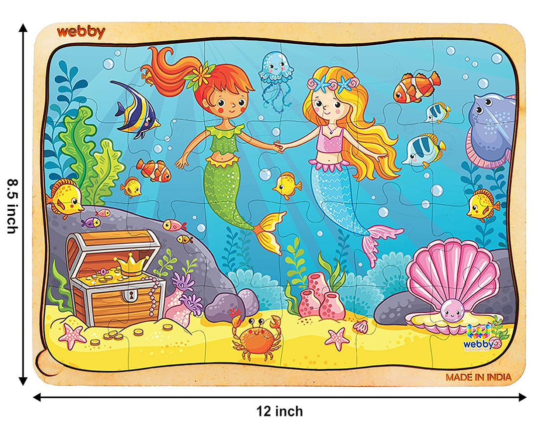 Webby The Two Little Mermaids Wooden Jigsaw Puzzle, 24pcs, Multicolor