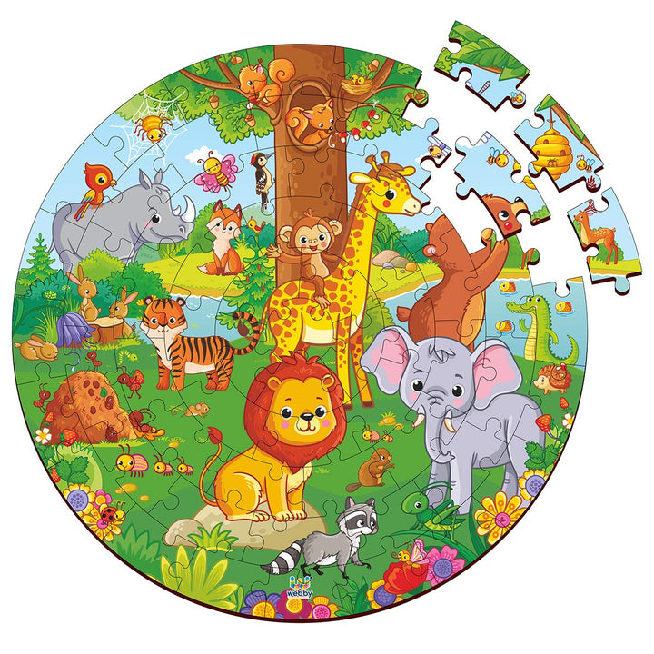 Webby Wooden Jigsaw Puzzles for Kids, 60 Pcs