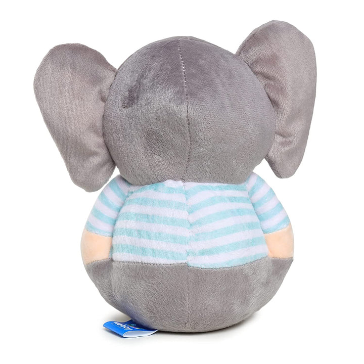 Webby Soft Animal Plush Elephant Toy 20cm, Grey and Blue