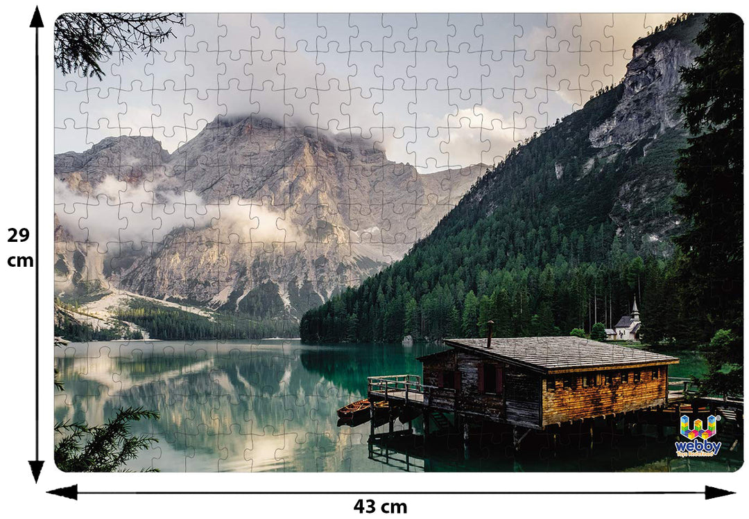 Webby Mountain Landscape with a Hut Wooden Jigsaw Puzzle, 252 pieces