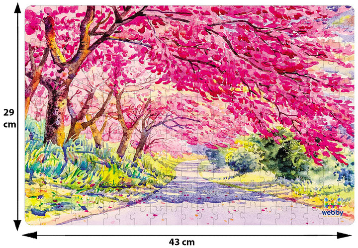 Webby Cherry Blossoms Painting Wooden Jigsaw Puzzle, 252 pieces