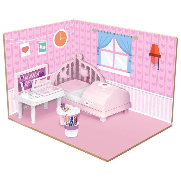 Webby DIY Bed Room Wooden Doll House with Plastic Furniture