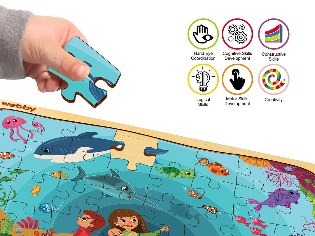 Webby Aquarium Wooden Floor Puzzle, 40 Pcs