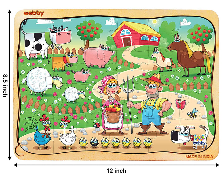 Webby Farm Family Wooden Jigsaw Puzzle, 24pcs, Multicolor